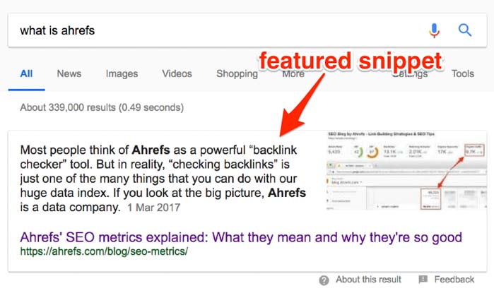 featured snippet la gi